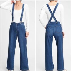 Gap Wide Leg Women's Suspender Jeans Size 14T Blue Denim Y2K